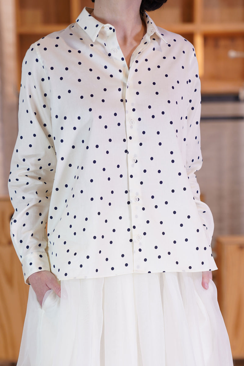 shirt billie ivory navy dots