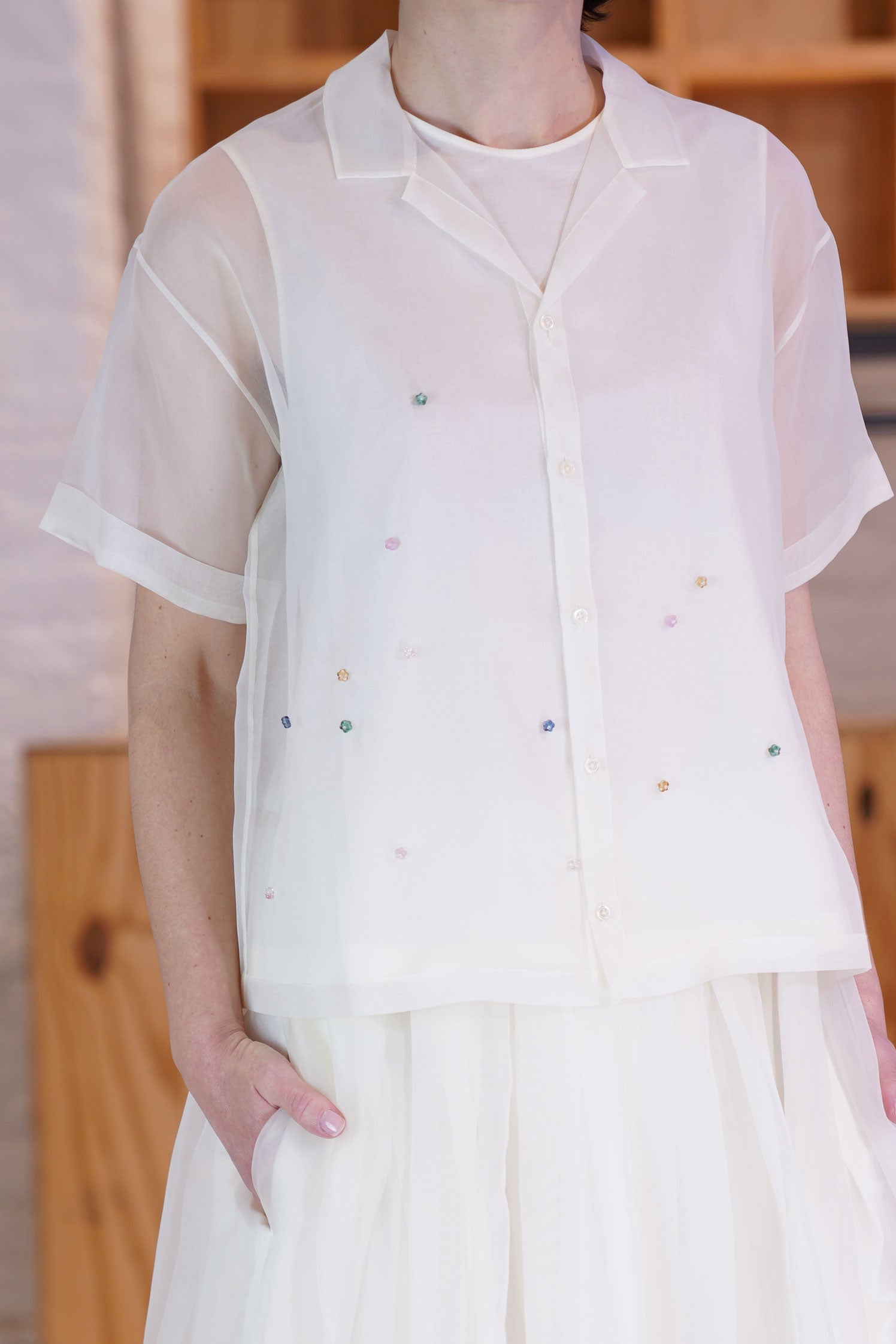 shirt candy off-white silk organza