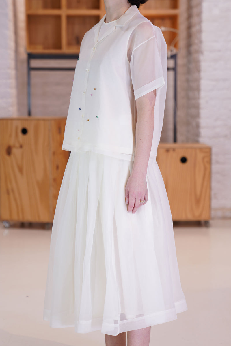 skirt solange off-white silk organza