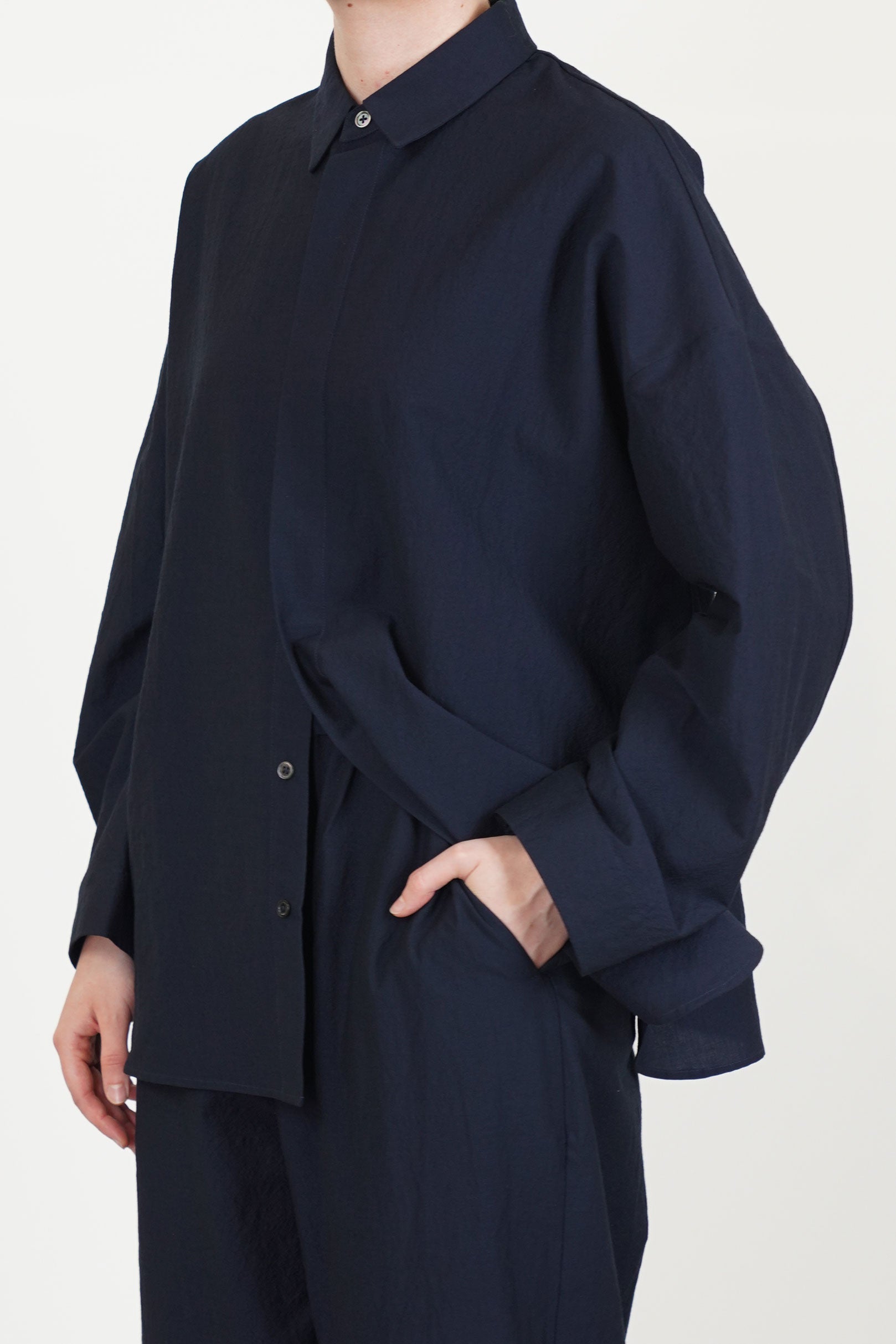 shirt sam wool cotton dark navy