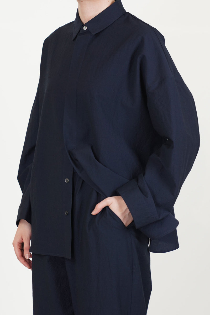 shirt sam wool cotton dark navy