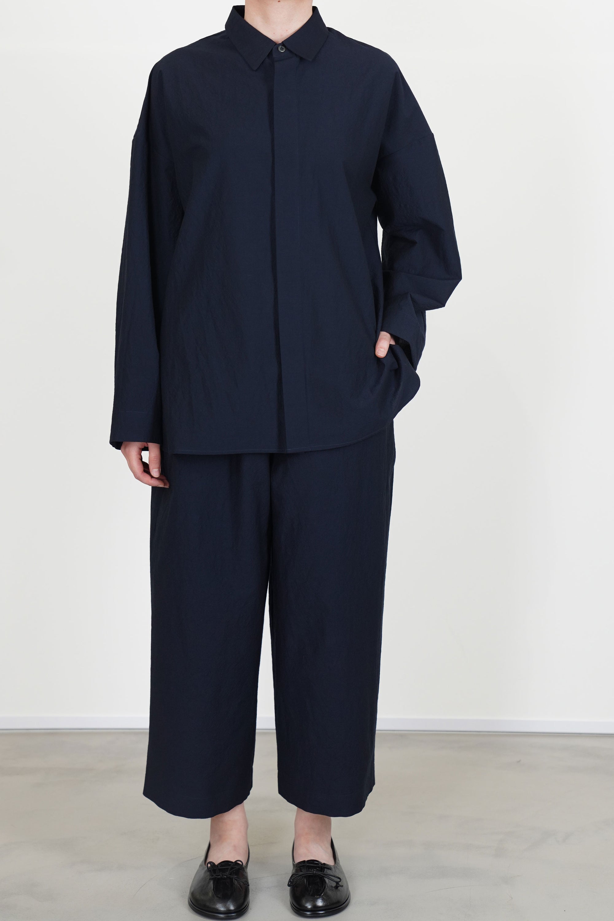 shirt sam wool cotton dark navy