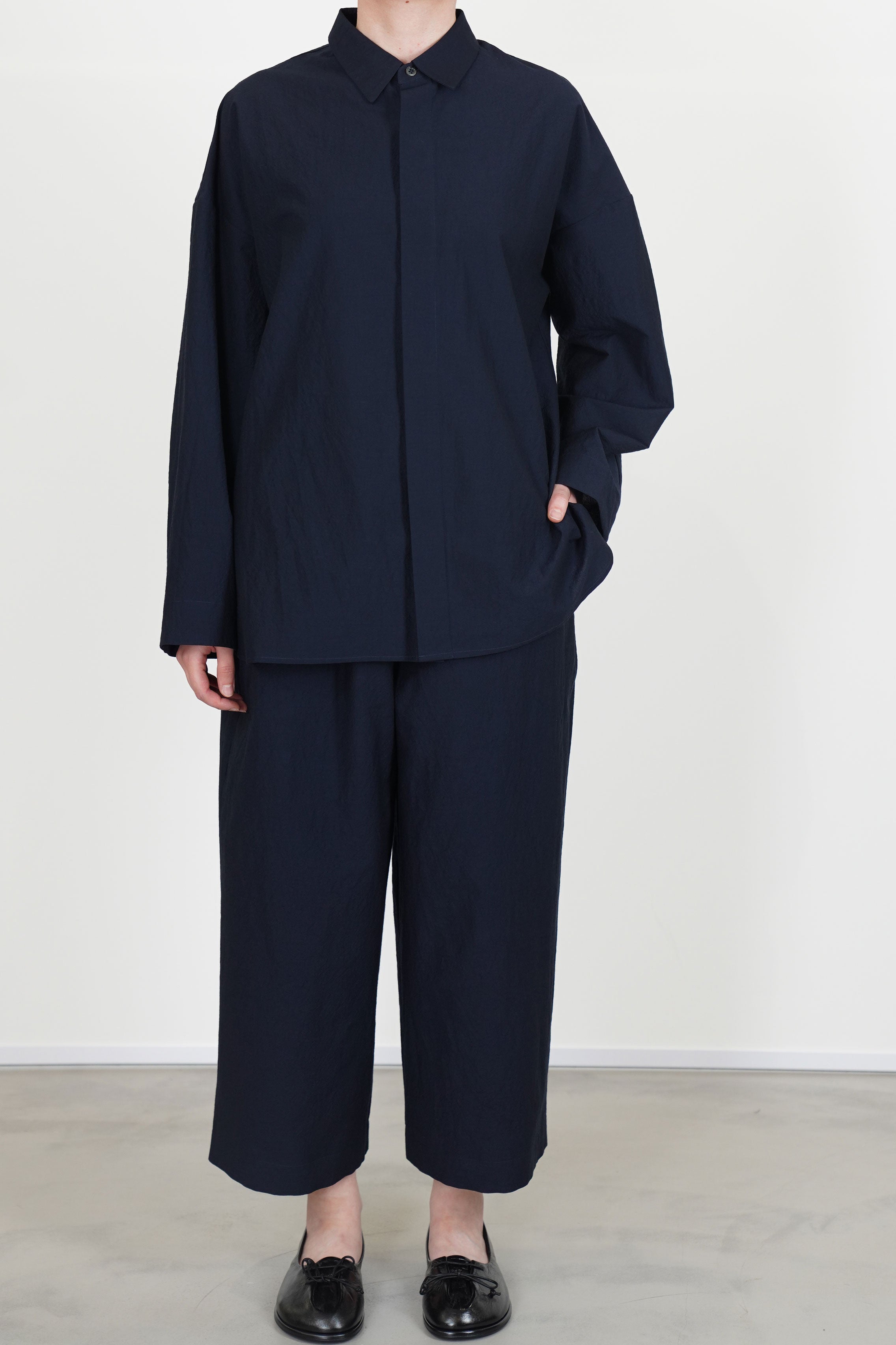 shirt sam wool cotton dark navy