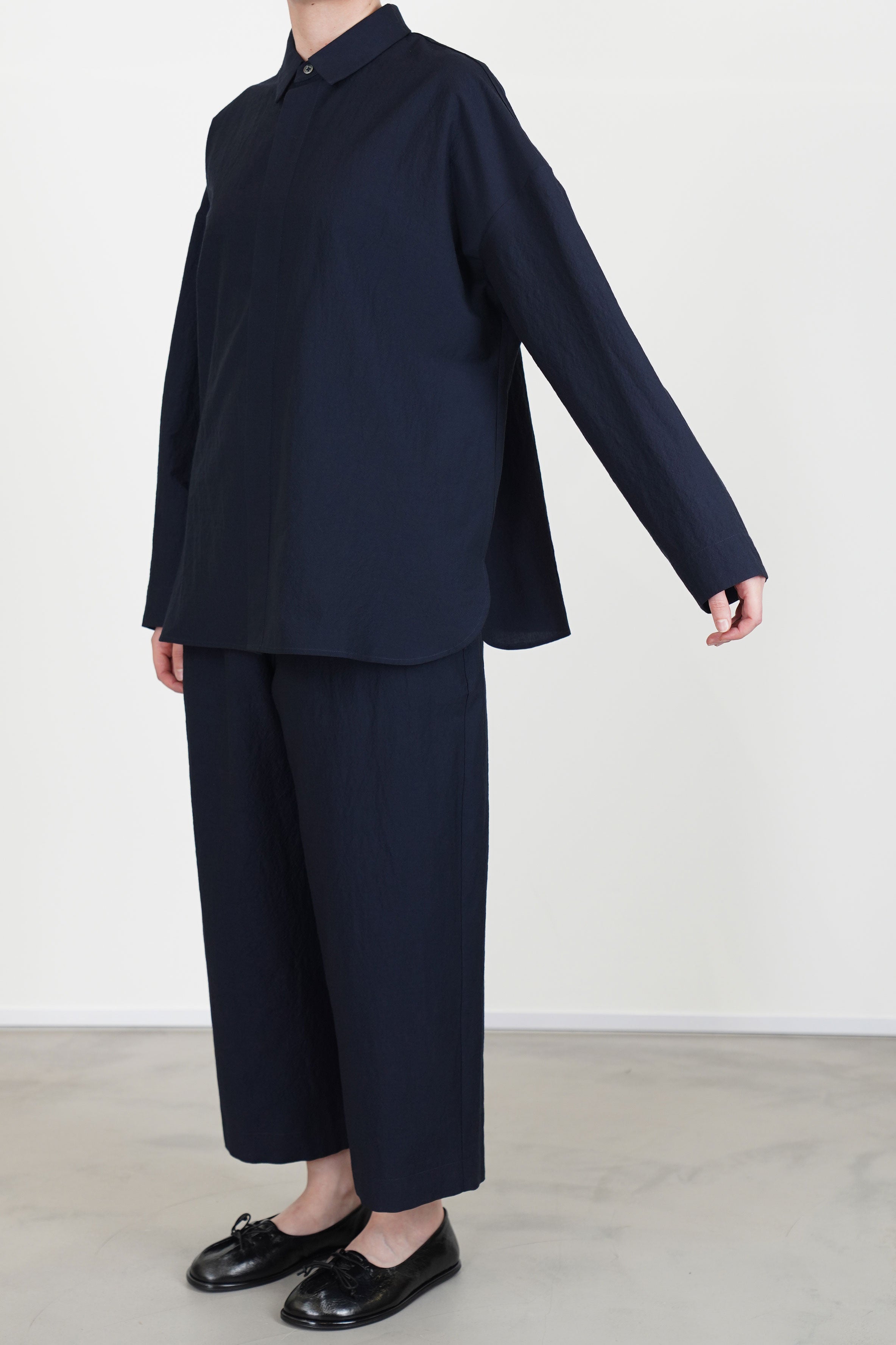 shirt sam wool cotton dark navy