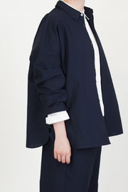 shirt sam wool cotton dark navy