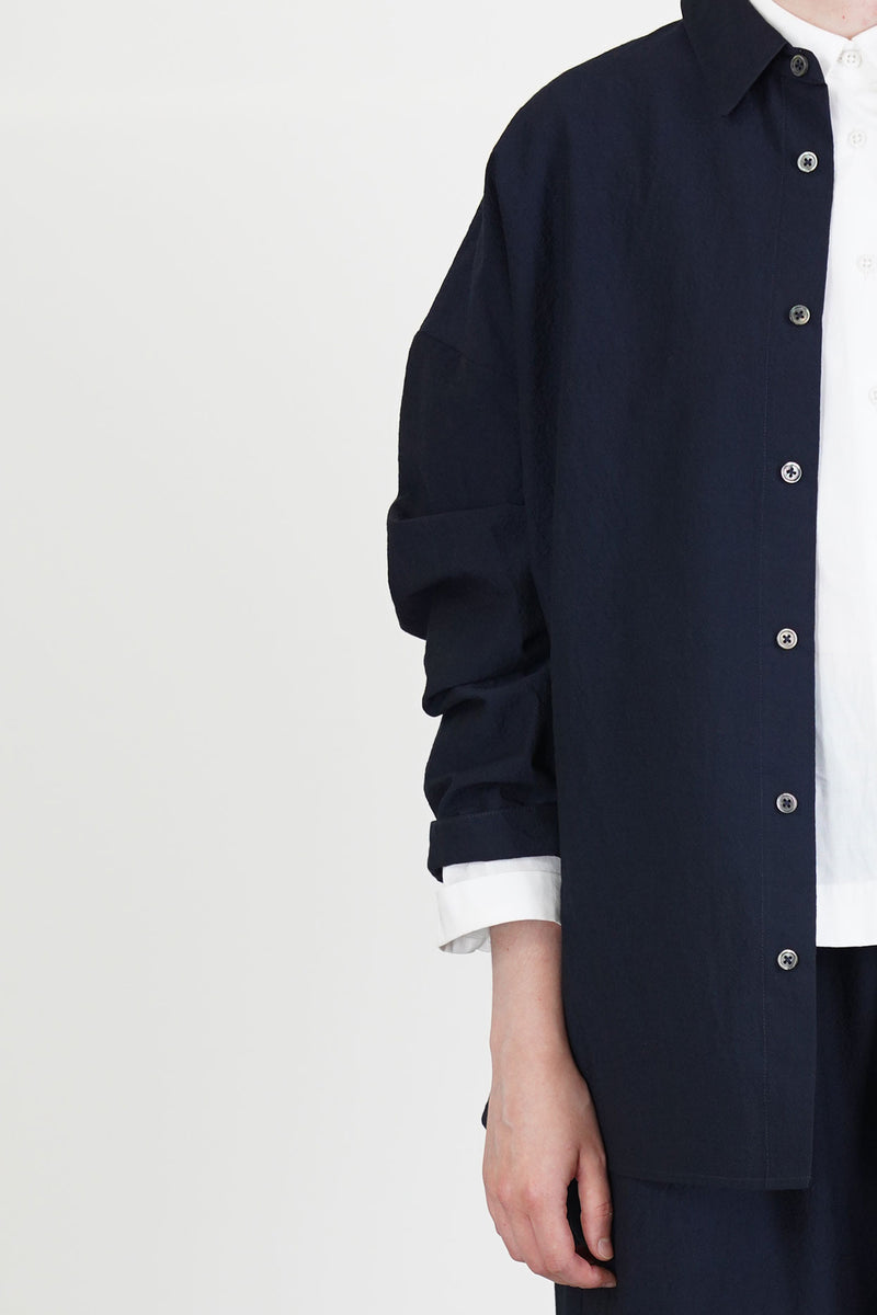 shirt sam wool cotton dark navy