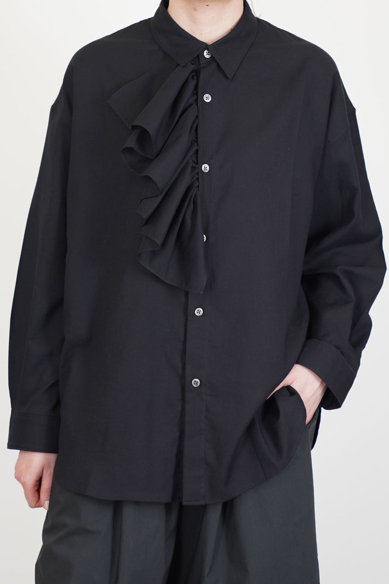 simon ruffle blouse black