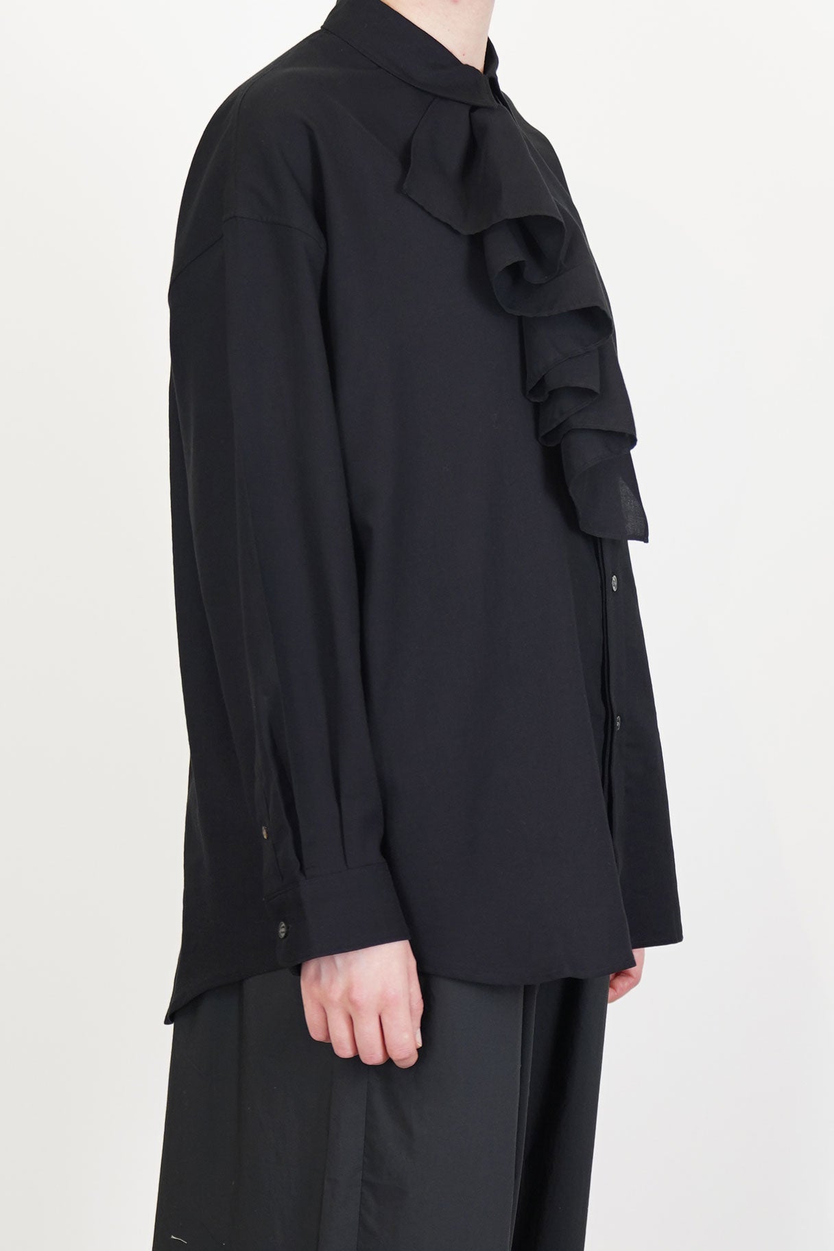 simon ruffle blouse black
