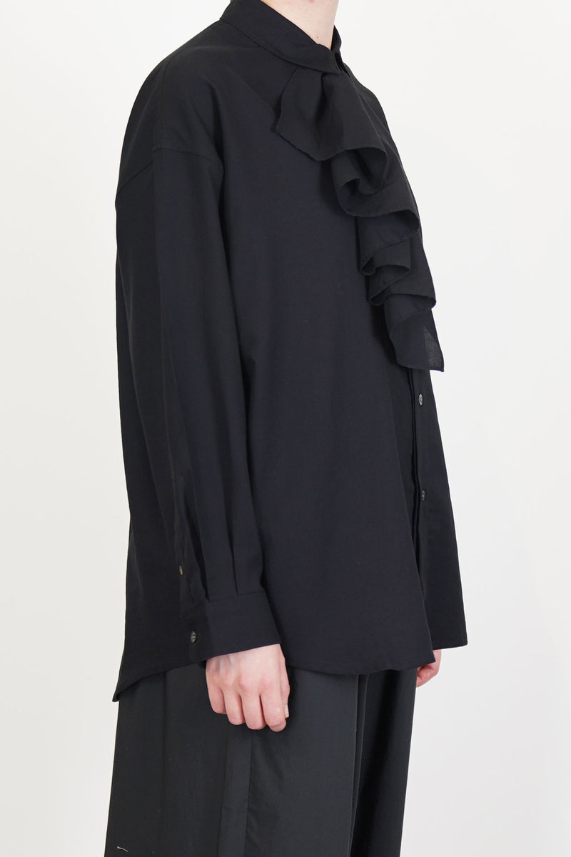 simon ruffle blouse black