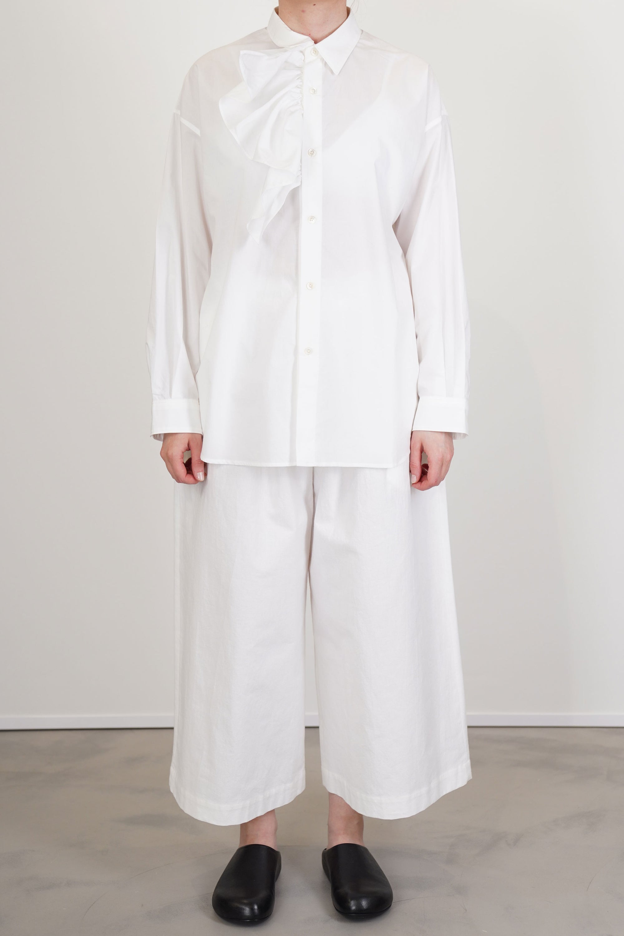 simon ruffle blouse typewriter off-white