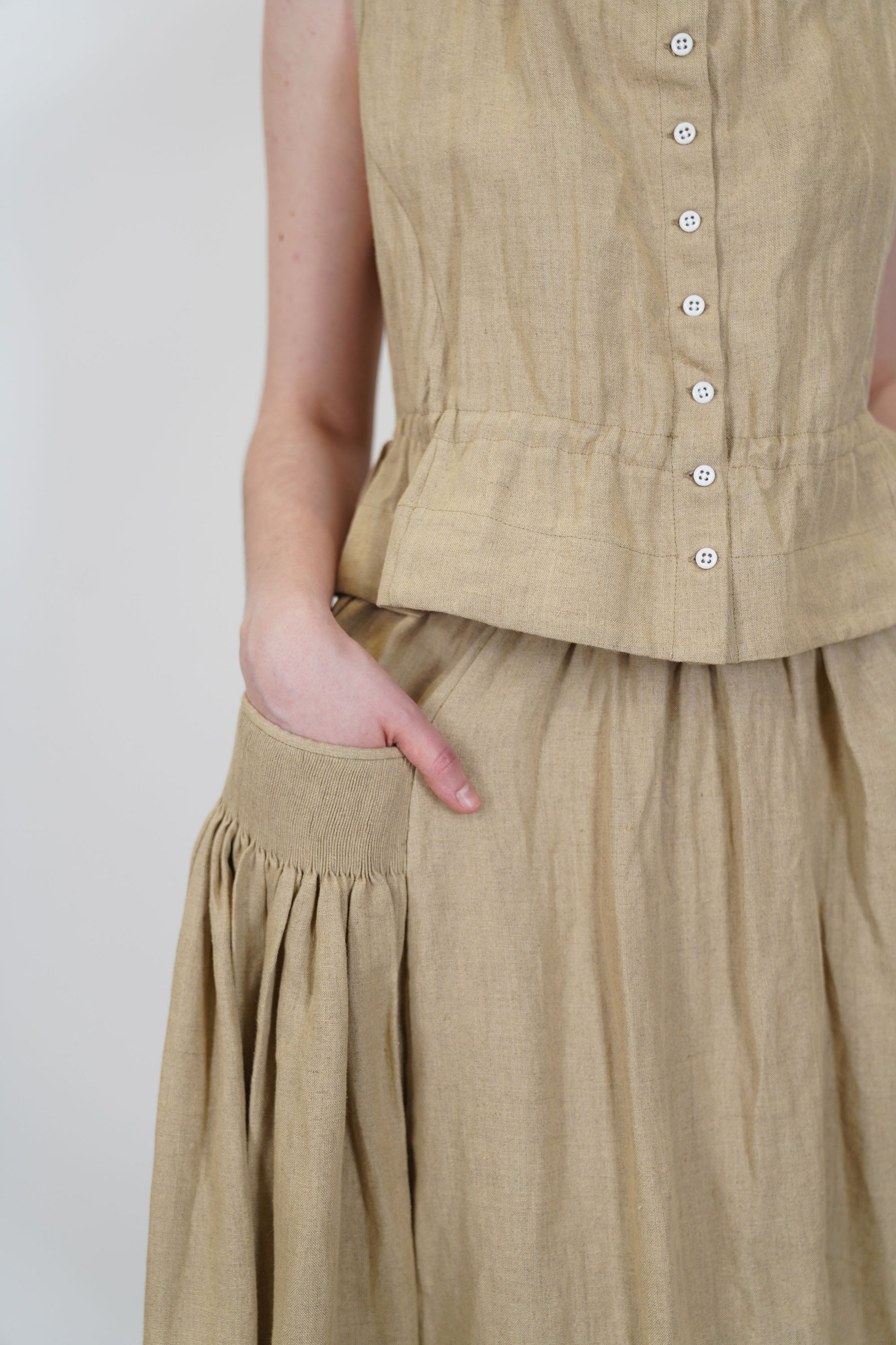 skirt wigha plaid linen beige