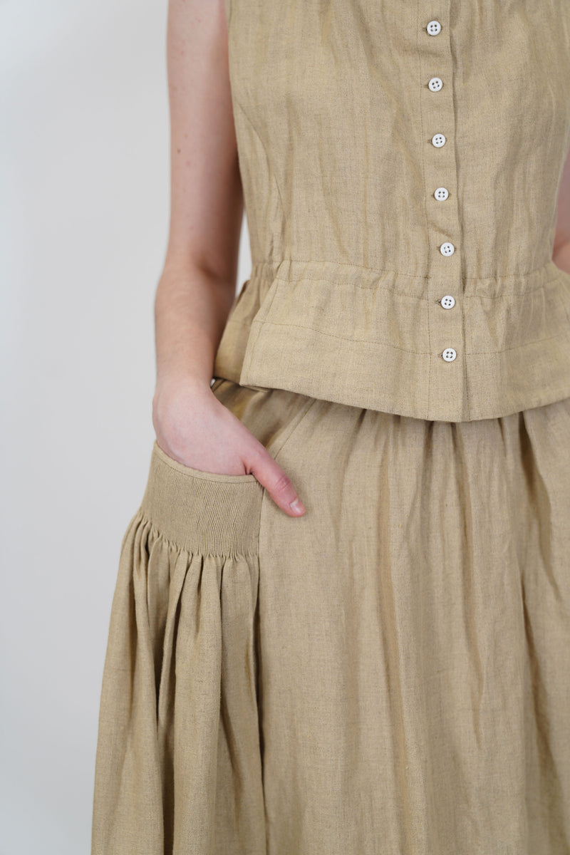 skirt wigha plaid linen beige