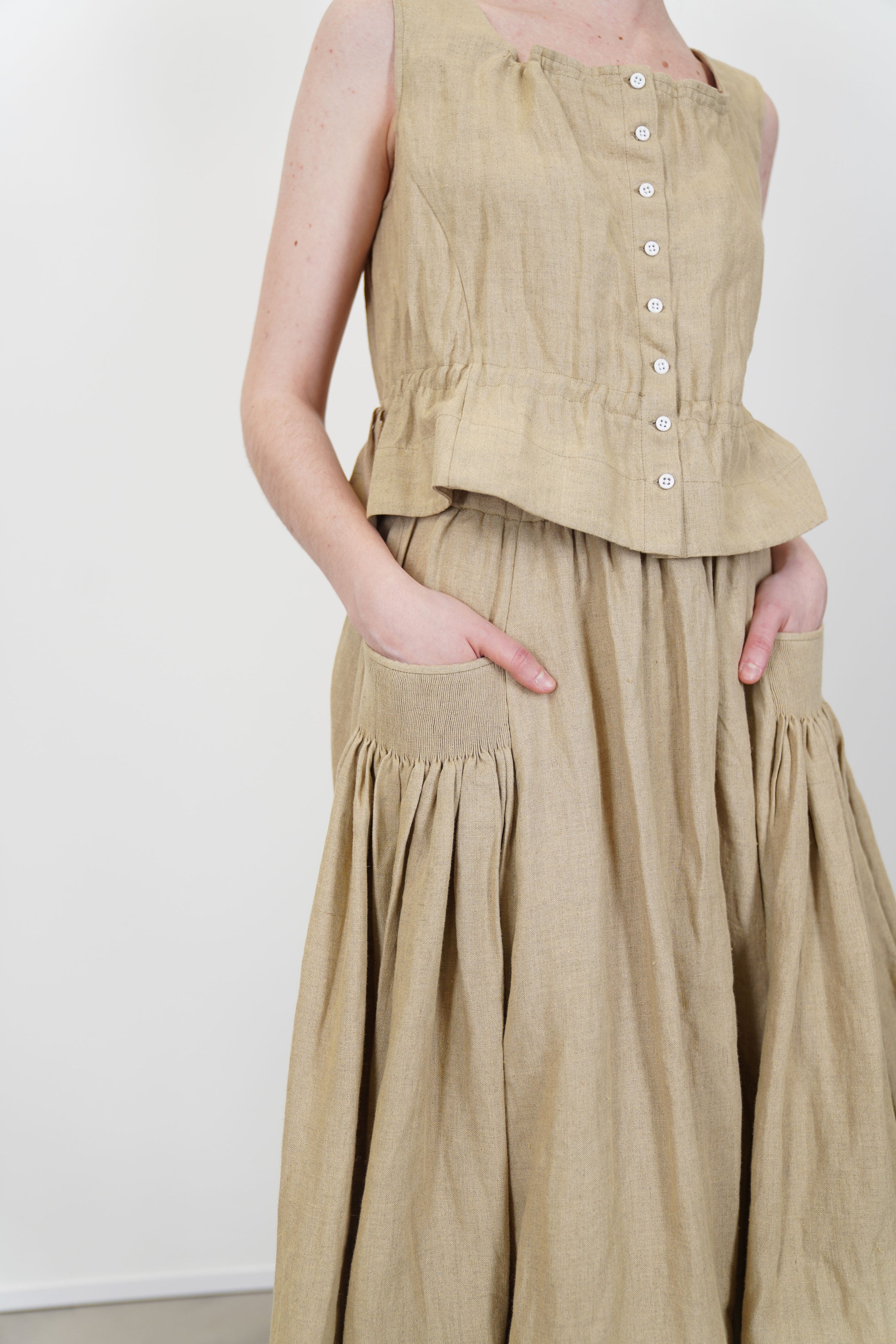 skirt wigha plaid linen beige