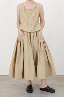 top yad plaid linen beige