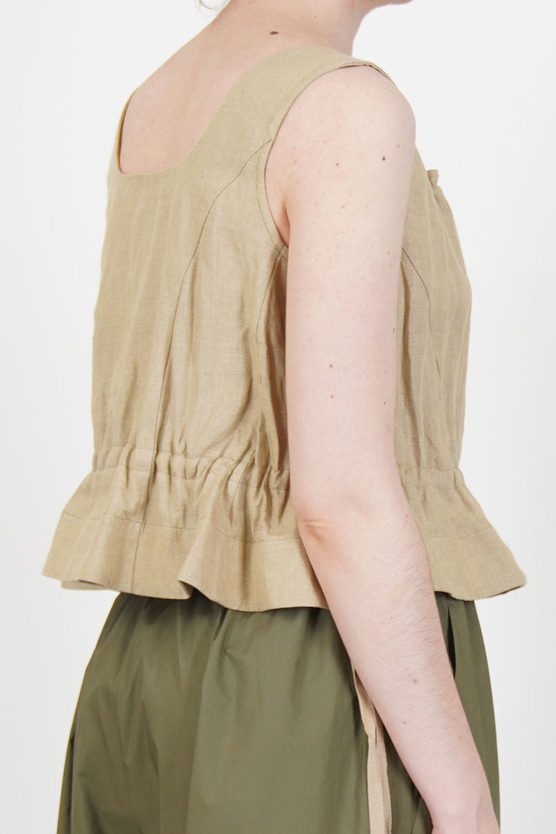 top yad plaid linen beige