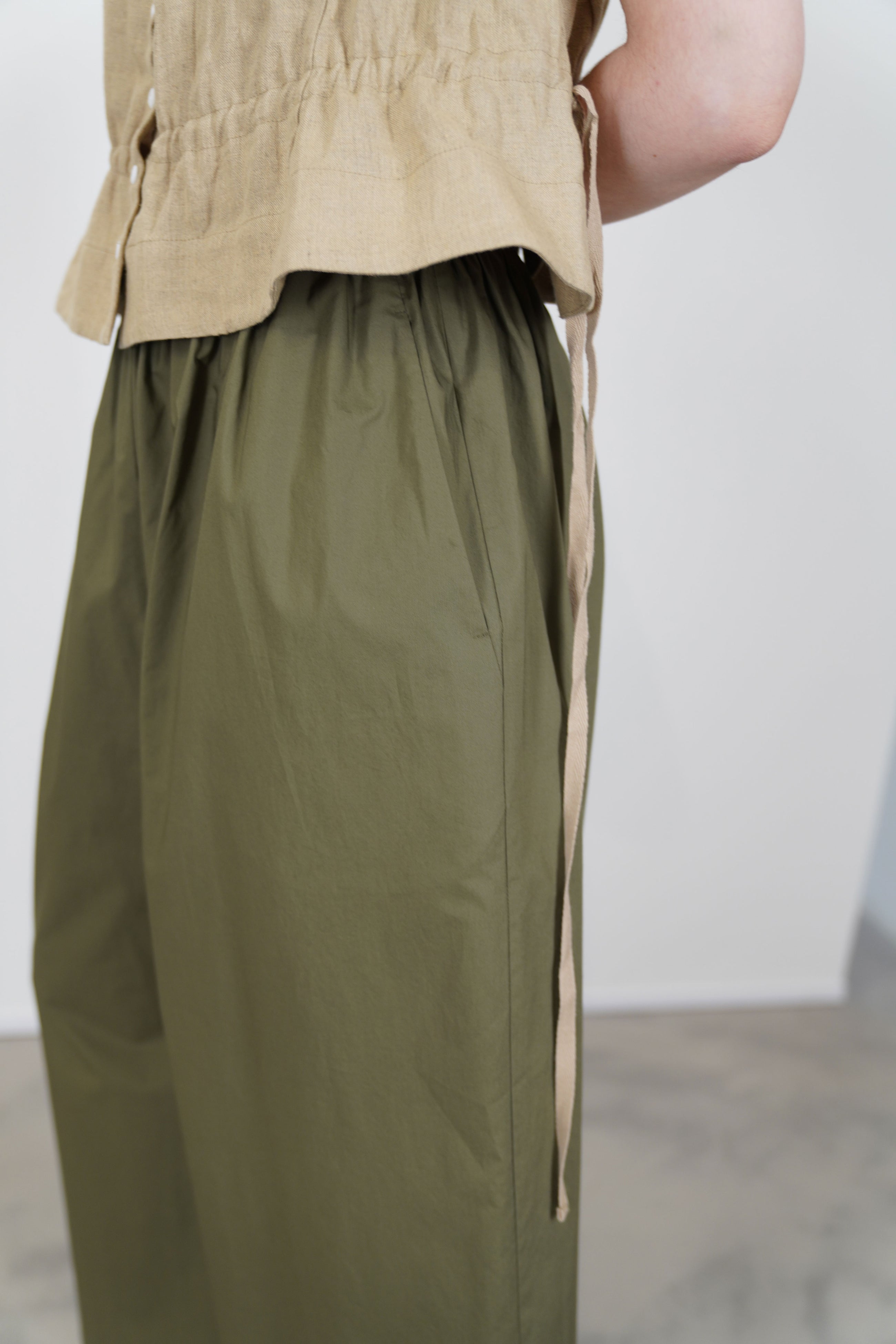 top yad plaid linen beige