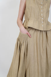 top yad plaid linen beige