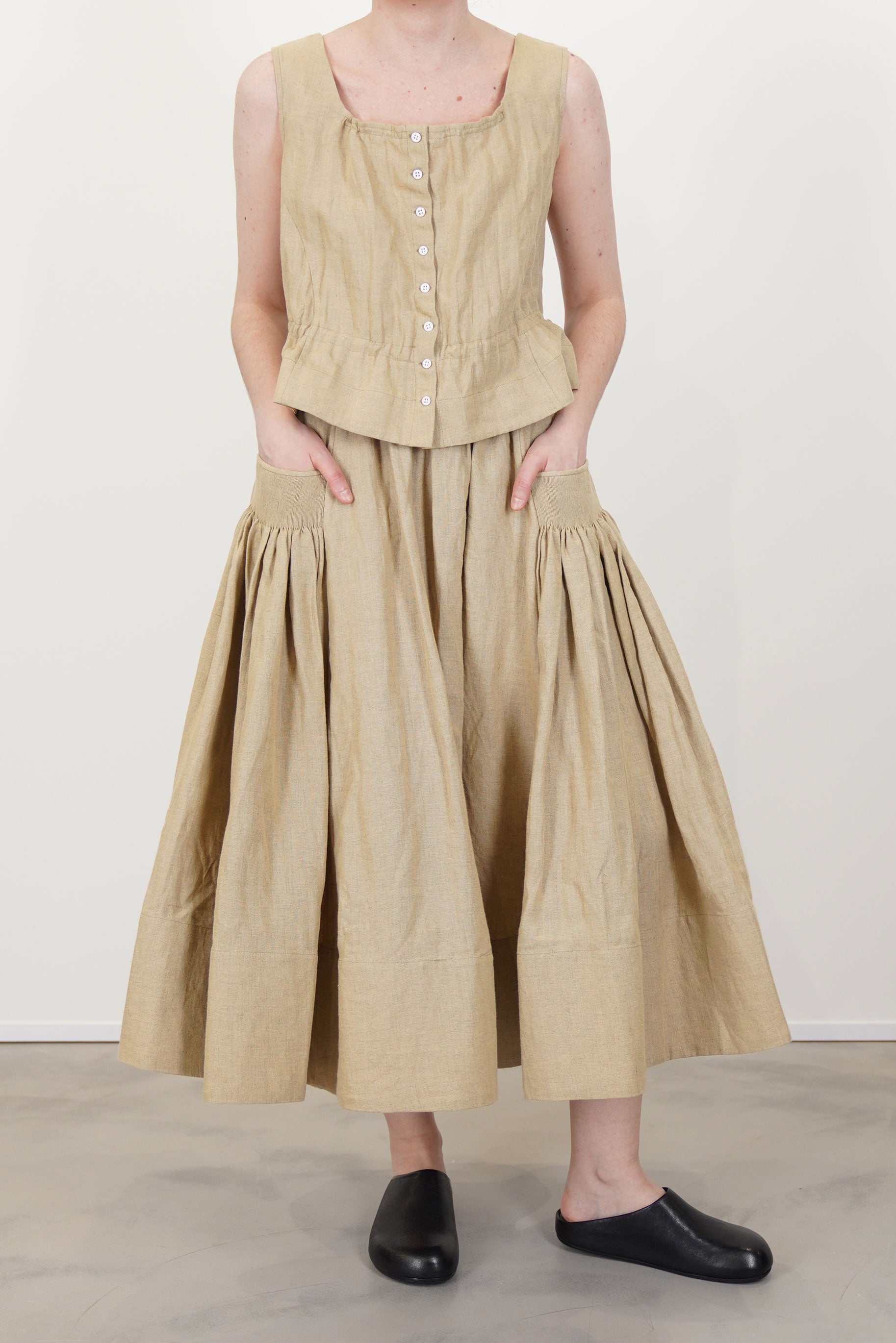 skirt wigha plaid linen beige