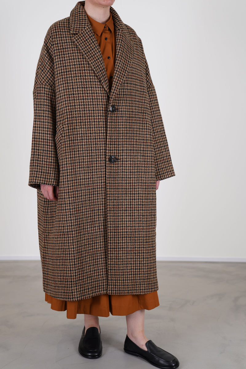 wool coat coper mix brown tweed
