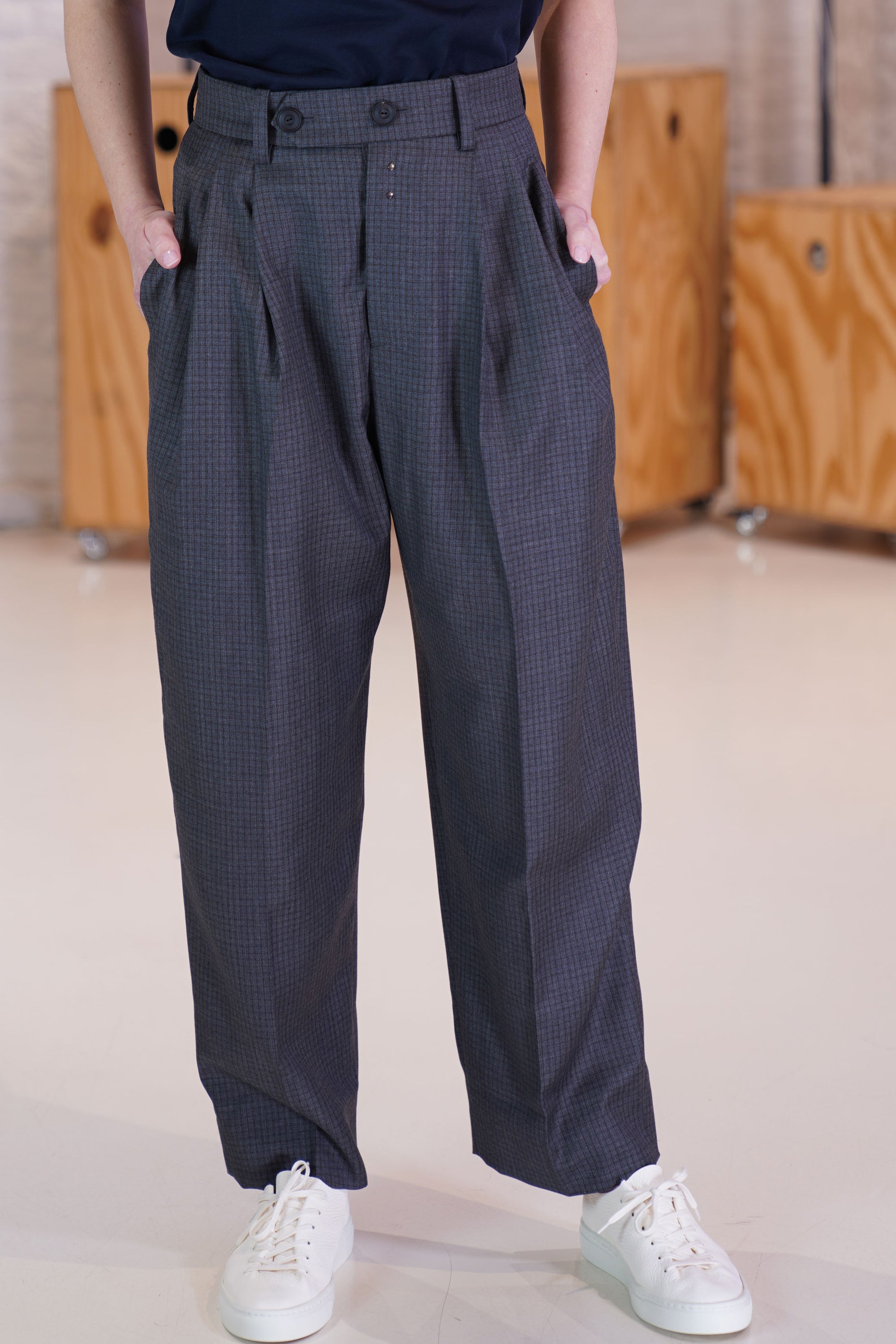 wool pants philip hubert mid grey check
