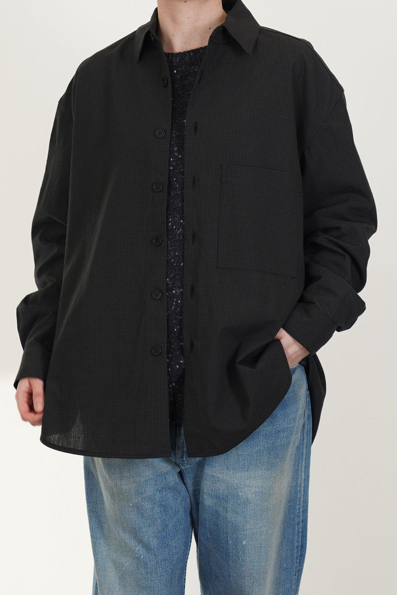 big shirt two worsted wool check olive black
