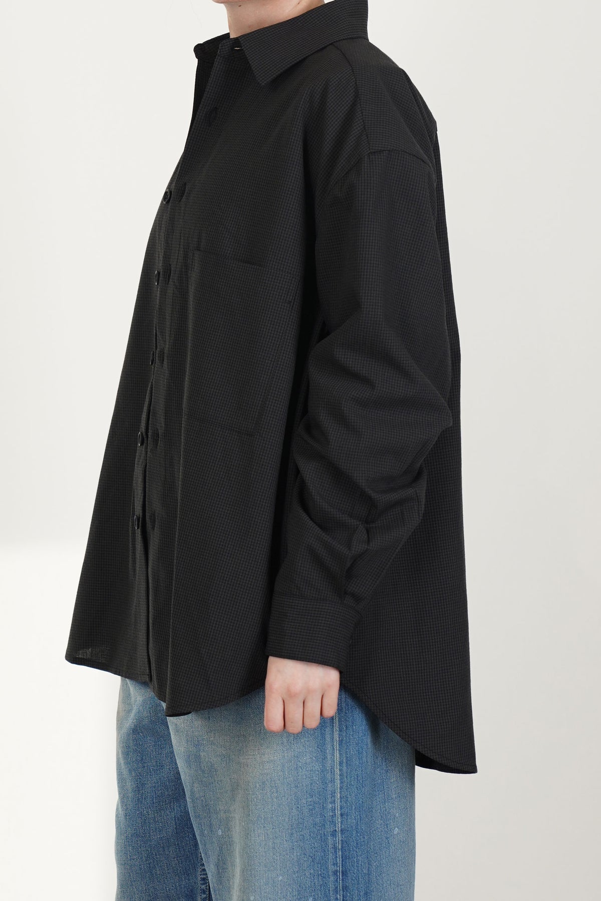big shirt two worsted wool check olive black