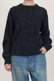 crewneck sweater wool cashmere tweed black