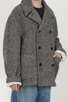 peacoat wool herringbone natural black