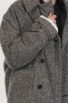 peacoat wool herringbone natural black
