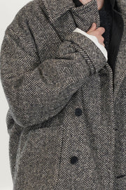 peacoat wool herringbone natural black
