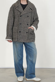 peacoat wool herringbone natural black