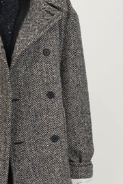 peacoat wool herringbone natural black