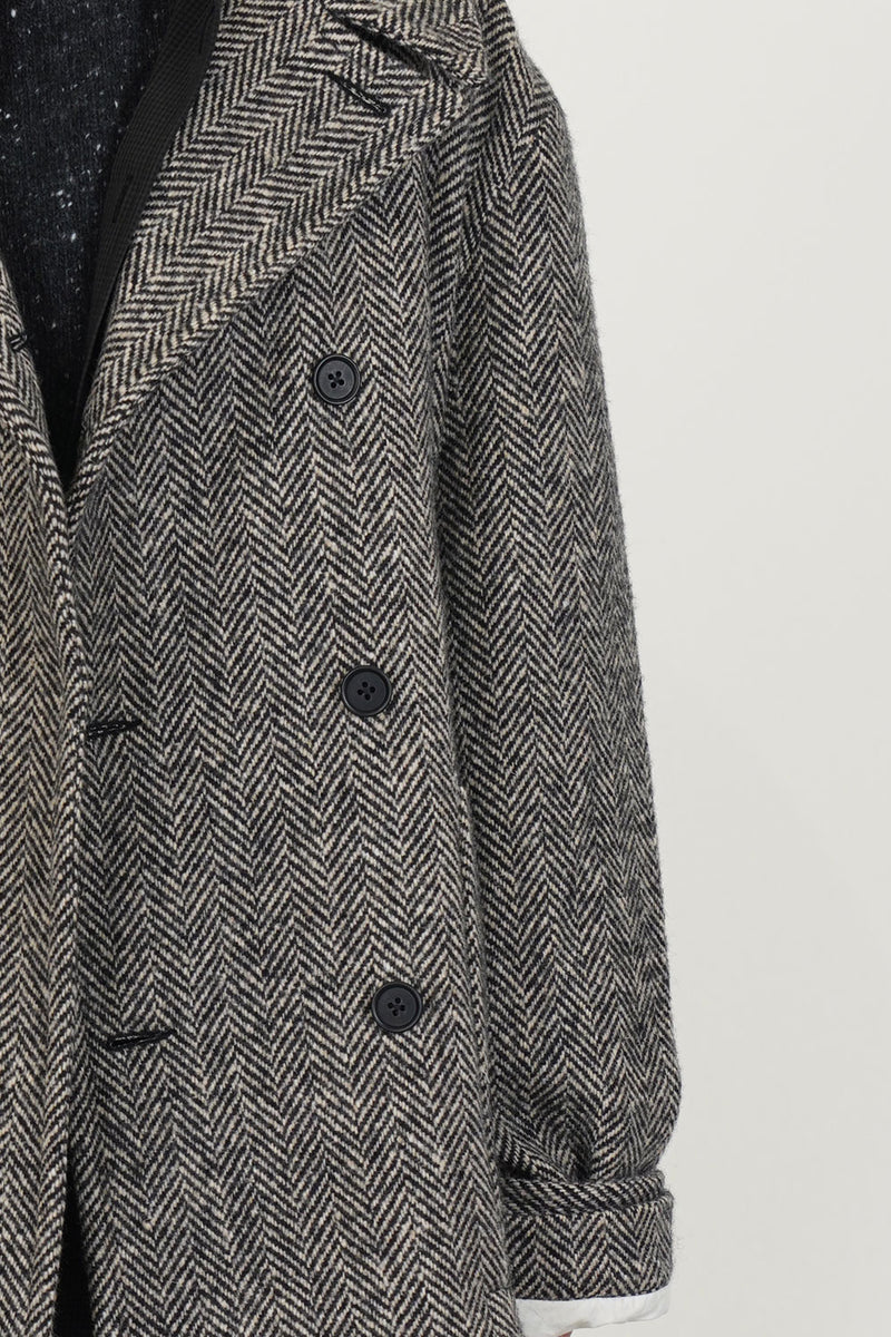 peacoat wool herringbone natural black
