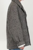 peacoat wool herringbone natural black