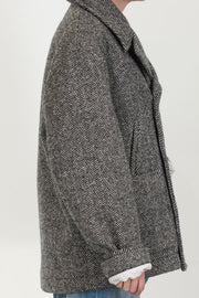 peacoat wool herringbone natural black