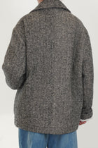 peacoat wool herringbone natural black