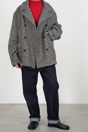 peacoat wool herringbone natural black