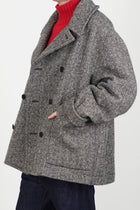 peacoat wool herringbone natural black