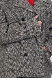 peacoat wool herringbone natural black