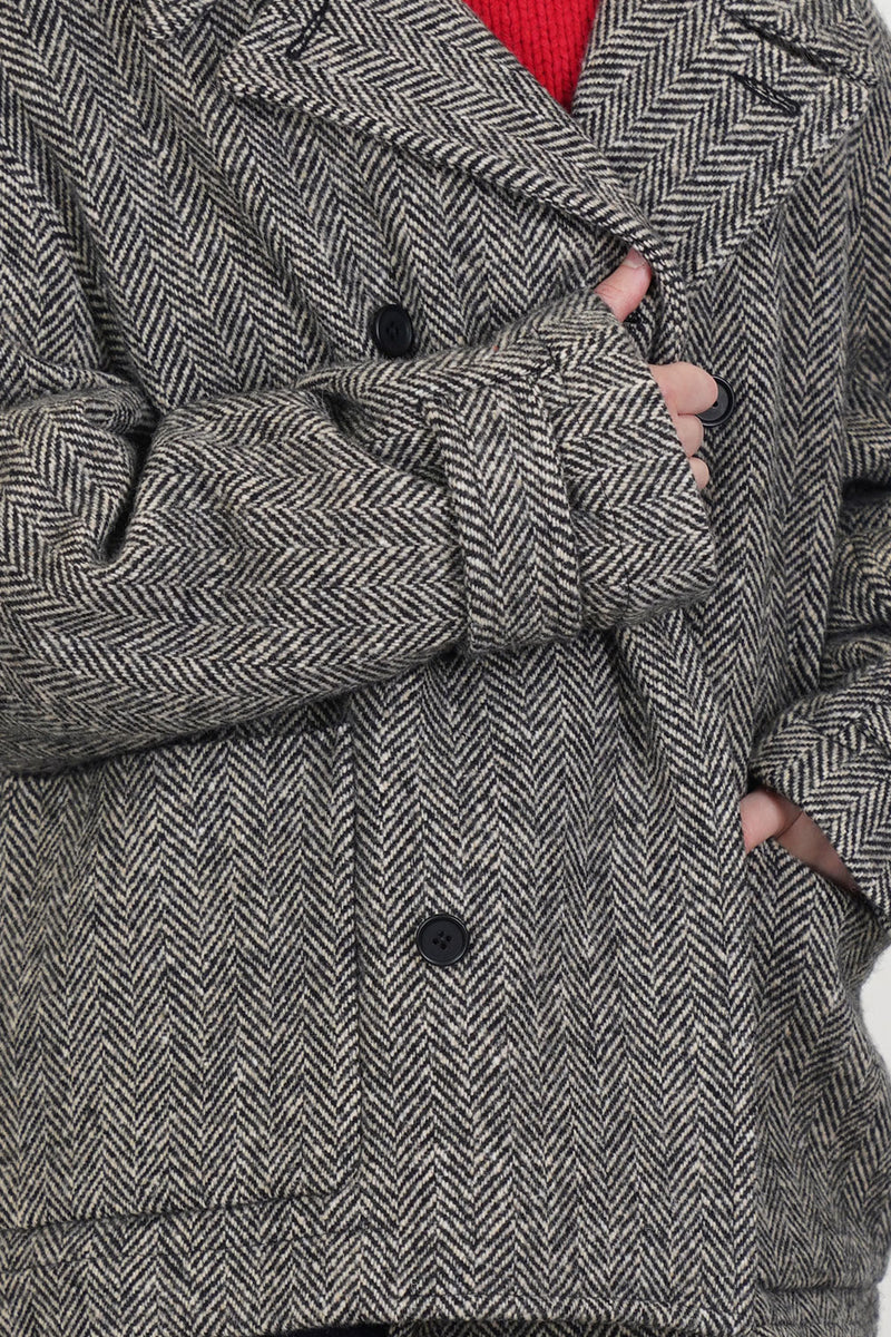peacoat wool herringbone natural black