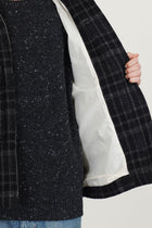 zip jacket wool tweed black grey check