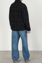 zip jacket wool tweed black grey check