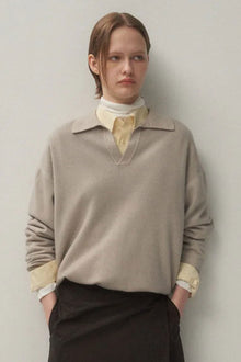skipper polo sweater wool beige