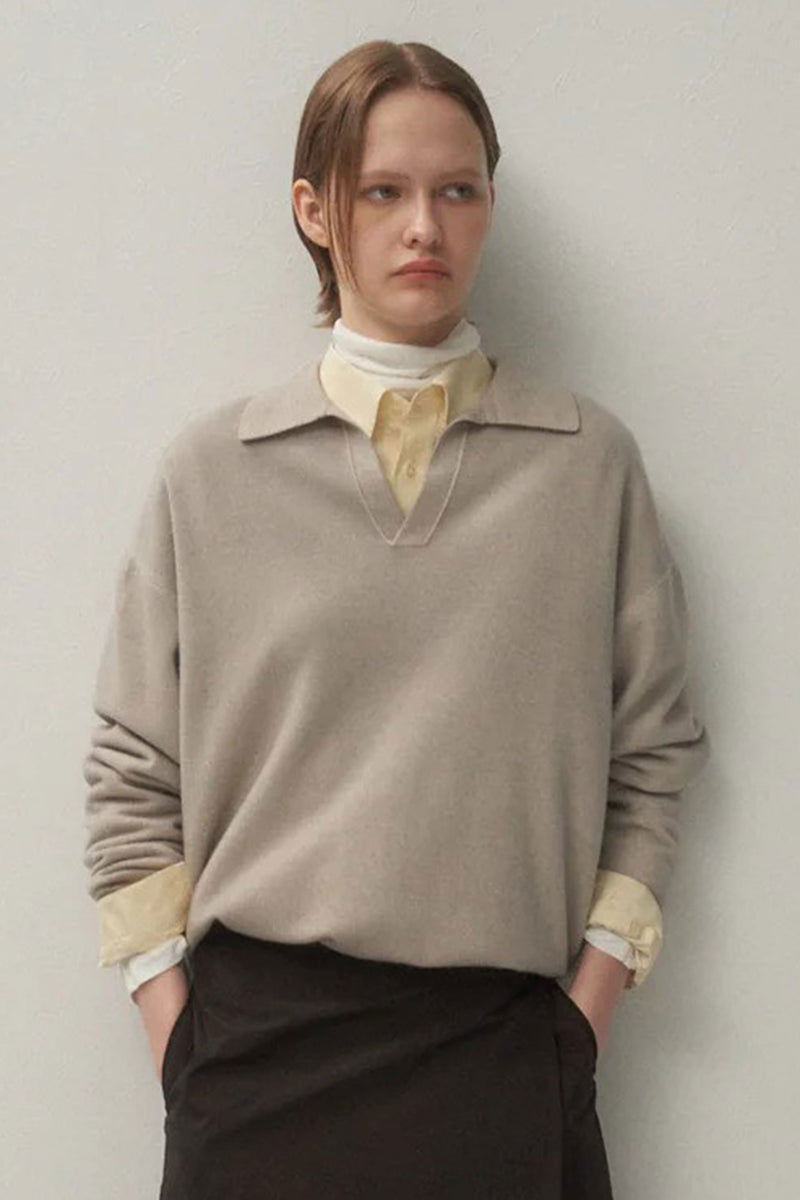 skipper polo sweater wool beige