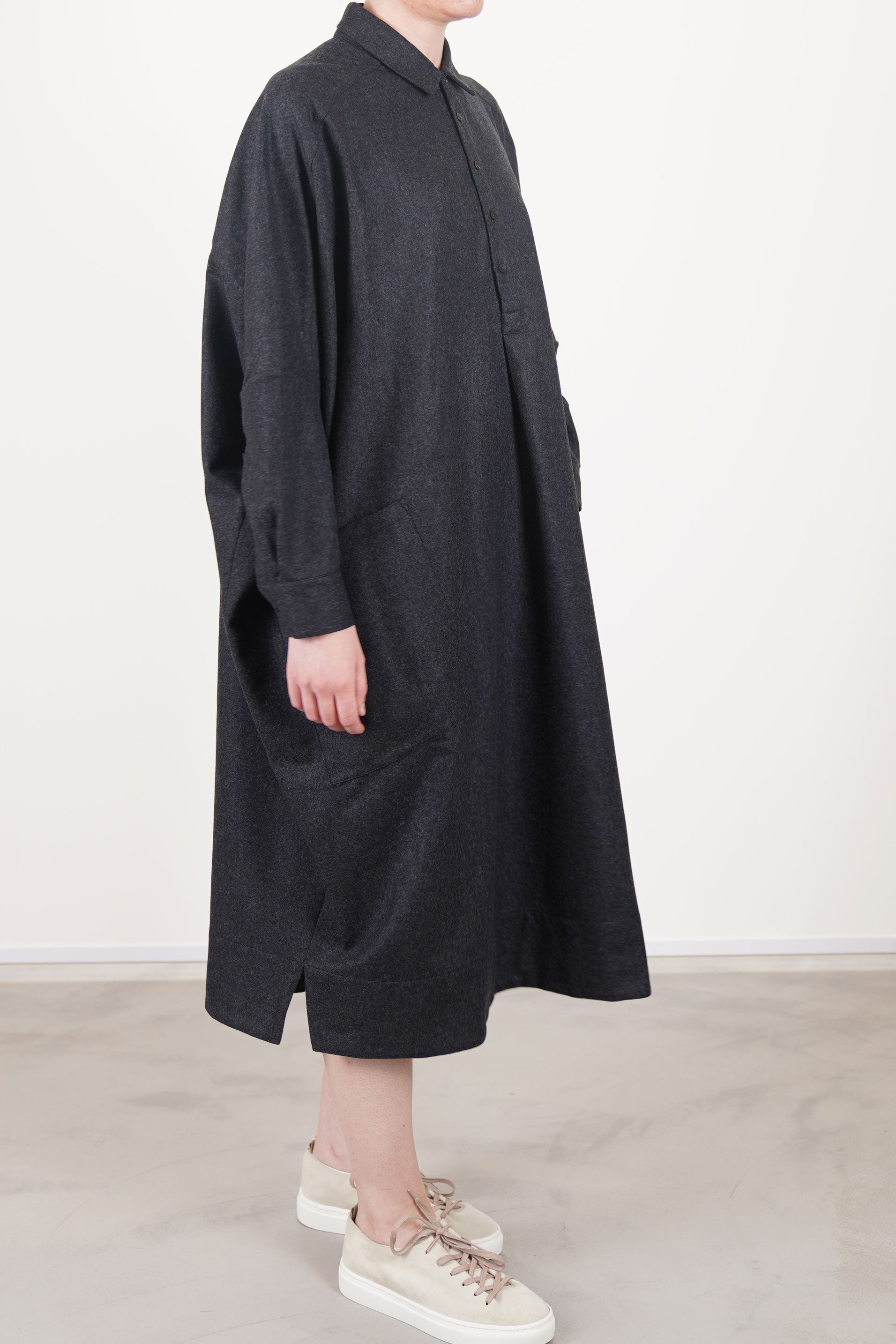 framer dress wool charcoal