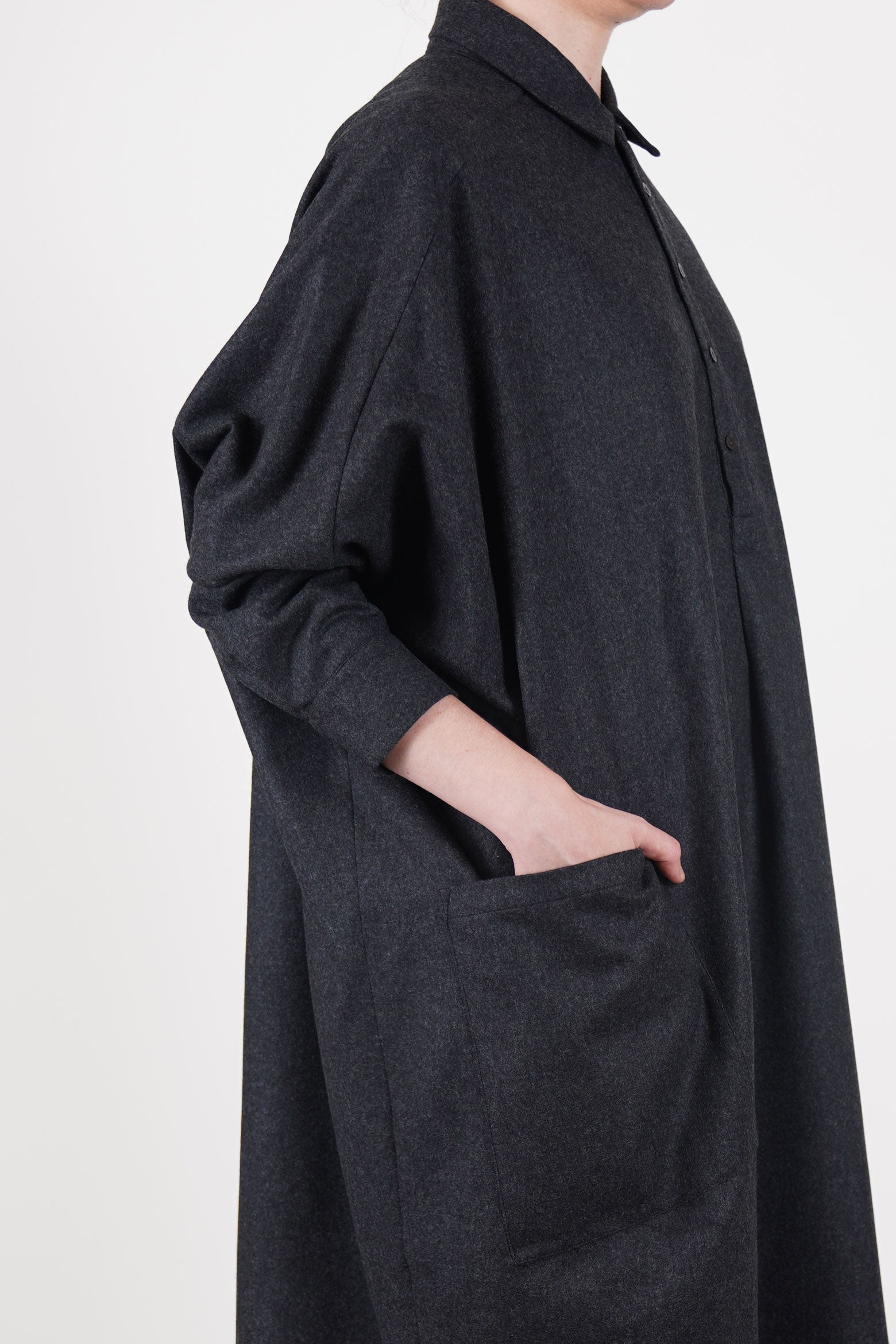 framer dress wool charcoal