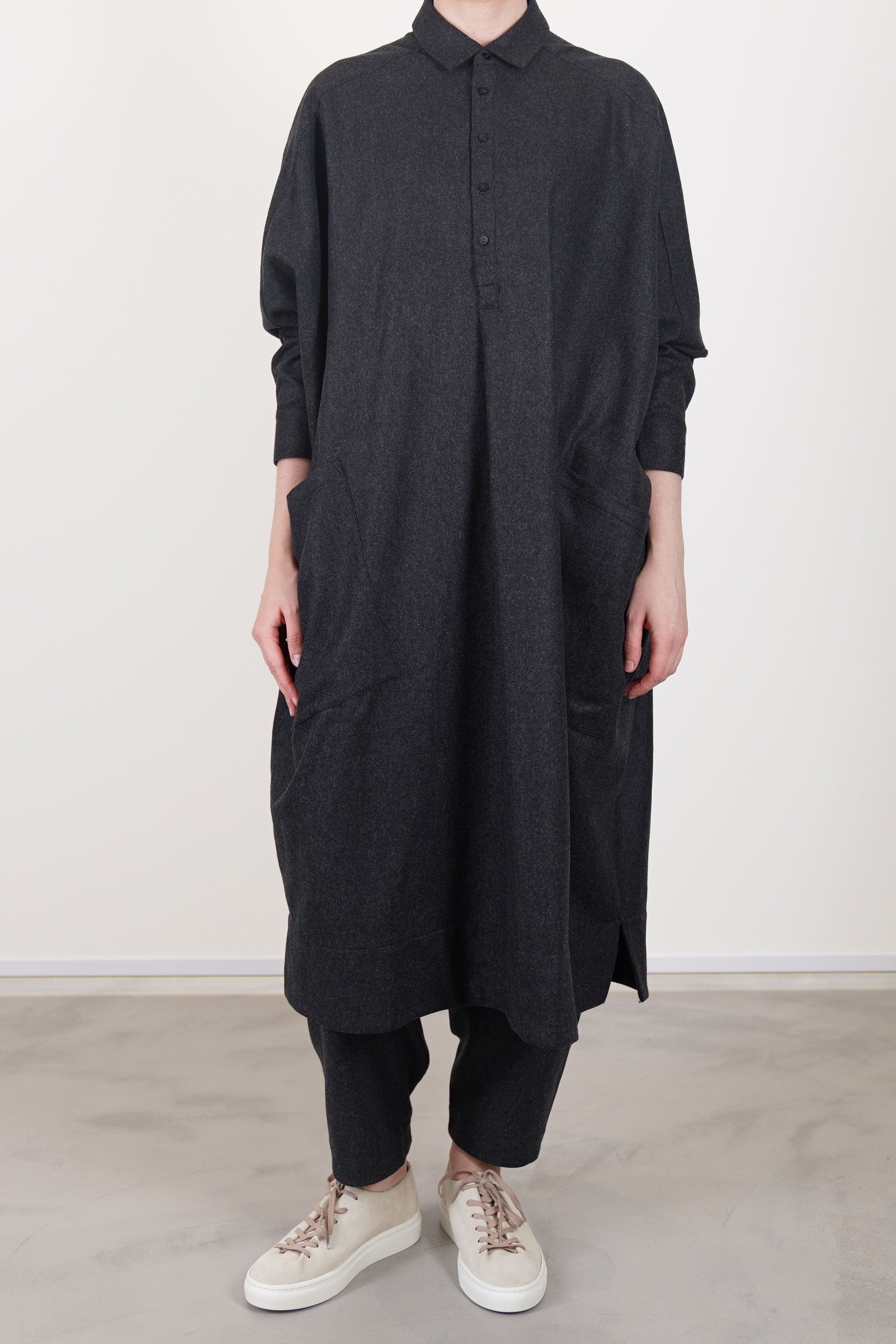 framer dress wool charcoal