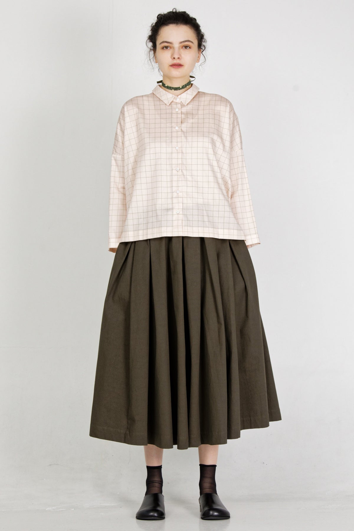 shirt brigitte peach x green check