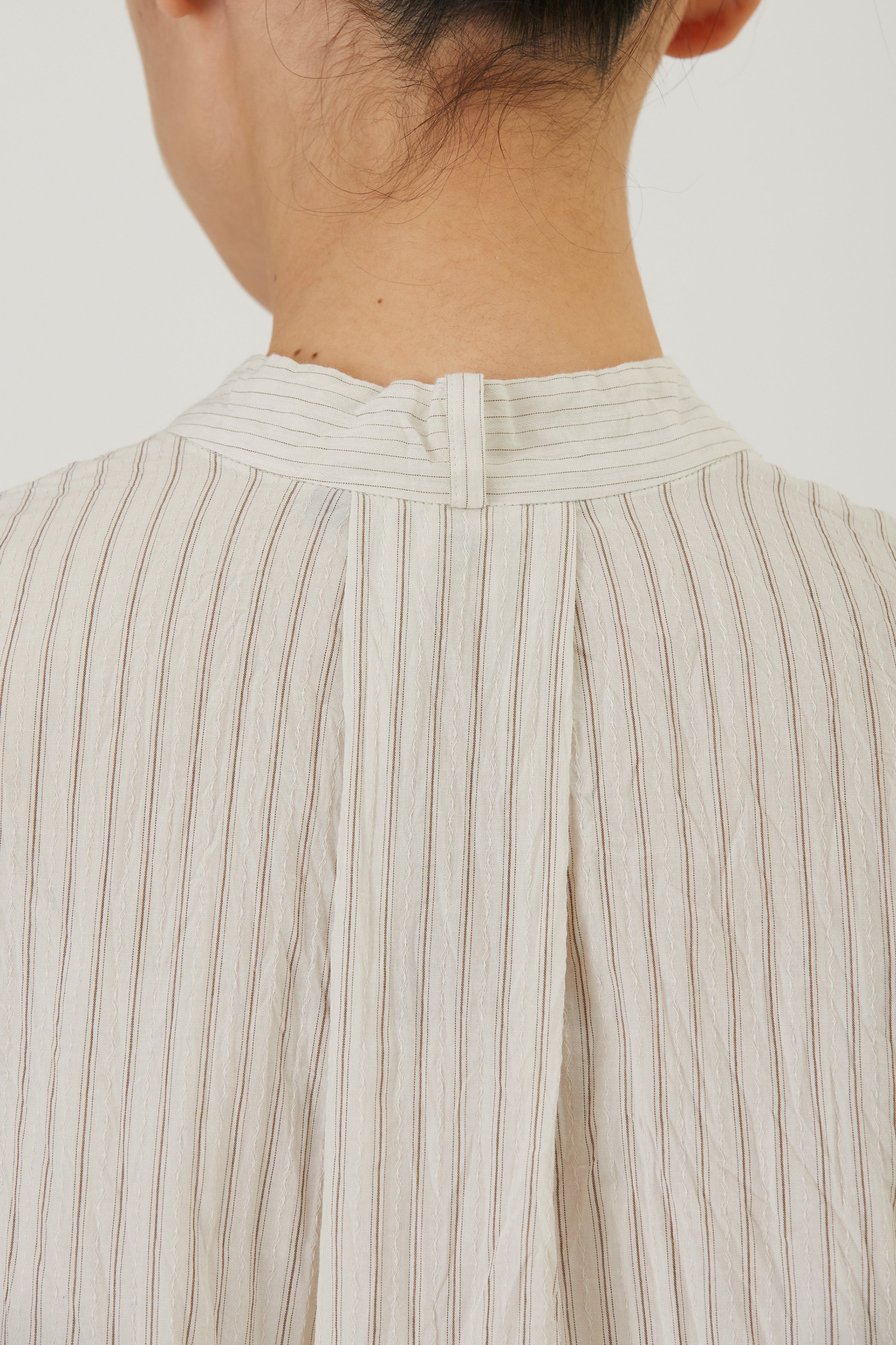 dobby stripe bow tie blouse ivory