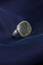 junya v ring silver cognac diamonds green rutilated quartz